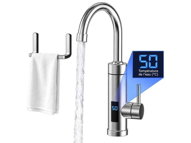  Mitigeur électrique instantané avec écran led – robinet chauffant inox 304 rotatif 360°  - Conforama B