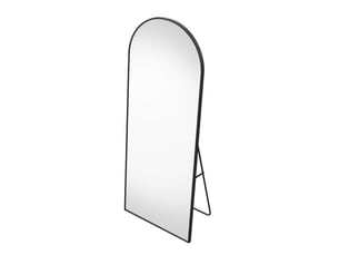 Miroir sur pied - 177 x 77 cm - noir - miroir plein pied arqué grand format, cadre minimaliste, design moderne et élégant