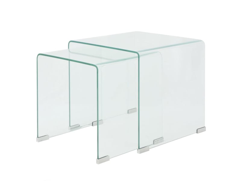  Ensemble de tables gigognes 2 pcs verre trempé transparent  - Conforama A