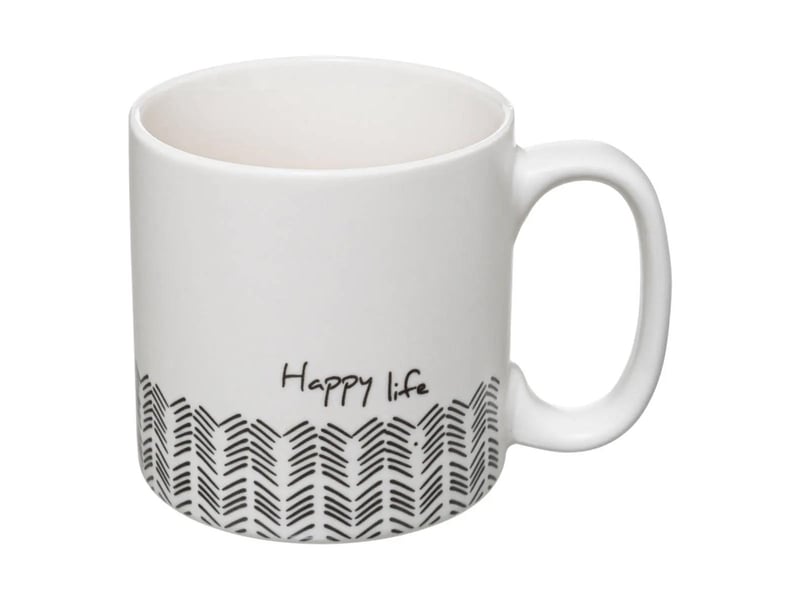  Lot de 4 mugs &amp; rack design life 24cl blanc  - Conforama C