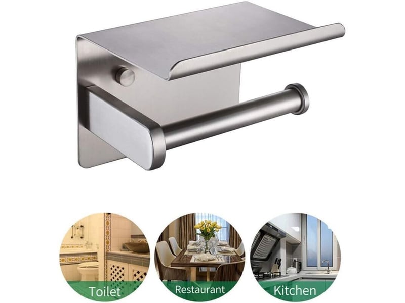  Porte-rouleau papier toilette inox sus 304 brossé avec étagère téléphone, accessoire salle de bain f928-03d  - Conforama B