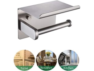 Porte-rouleau papier toilette inox sus 304 brossé avec étagère téléphone, accessoire salle de bain f928-03d