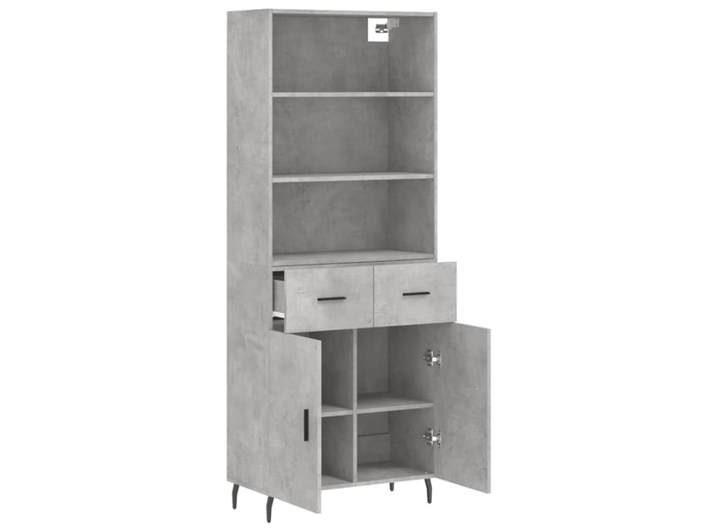 Buffet haut - bahut - meuble de rangement gris béton 69,5x34x180 cm bois d'ingénierie  - Conforama D