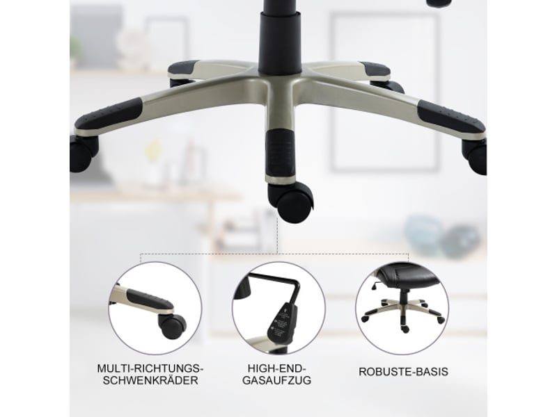  Chaise de bureau ergonomique inclinable, réglable en hauteur 114-124 cm, confortable  - Conforama E