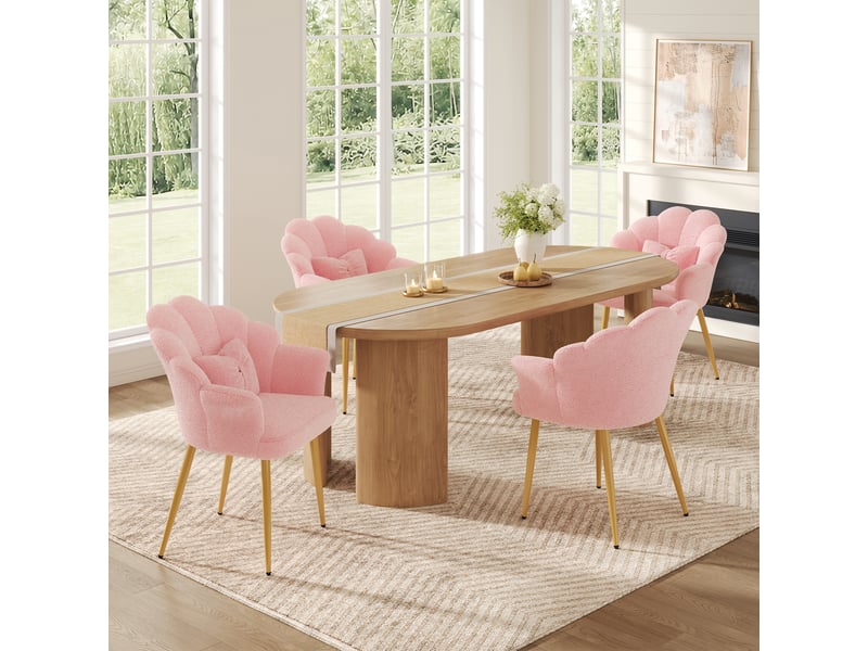  Chaise de salle à manger 64x65.5x85 cm - nounours nombre de places lot de 4 ou plus - lot de 4 - confort quotidien - design moderne - rose CozyNest - Conforama C
