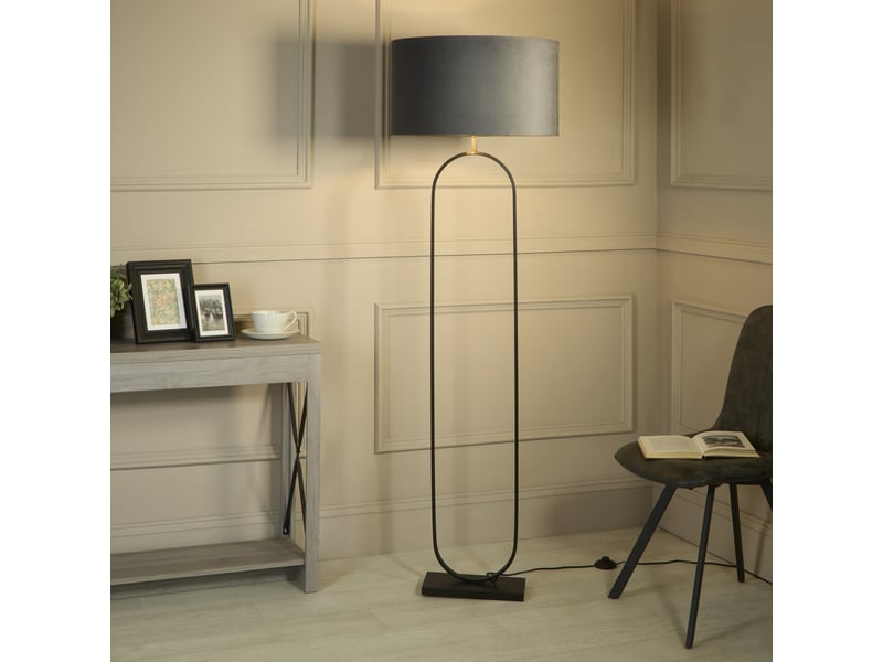  Searchlight modish lampadaire, noir, abat-jour gris foncé, 1 x e27  - Conforama B