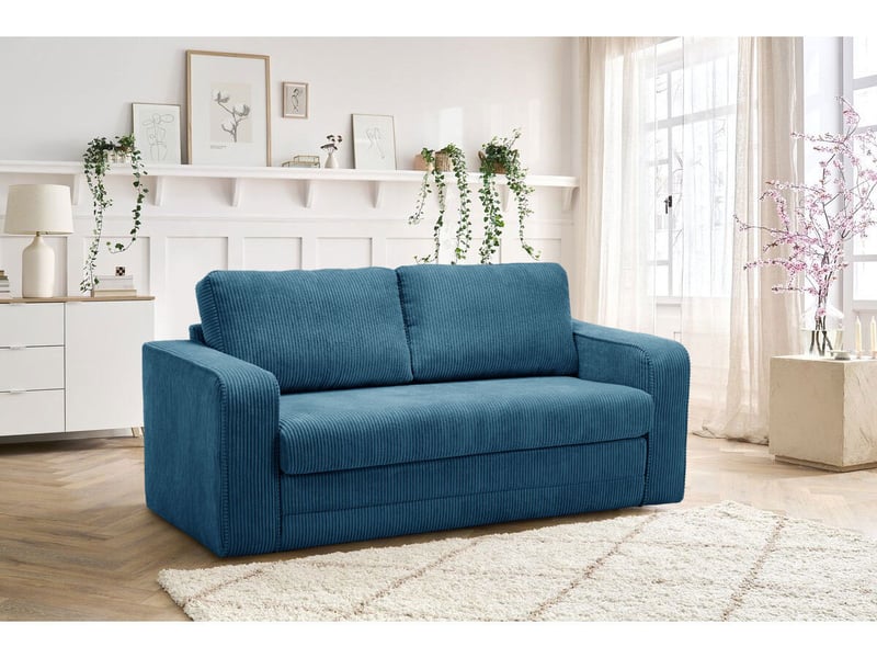  Bobochic canapé droit convertible déplimousse come velours côtelé bleu foncé COME - Conforama B