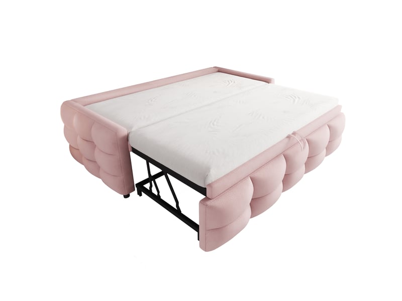  Lit convertible en teddy rose 103x210 cm  - Conforama A