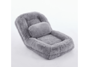 Fauteuil lit de sol inclinable 5 positions 102 x 89 x 88 cm – lit panier géant humain transformable avec coussin lombaire – peluche – gris clair