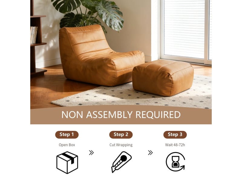  Canapé lounge ergonomique 1 place avec pouf assorti, design moderne compact  - Conforama E