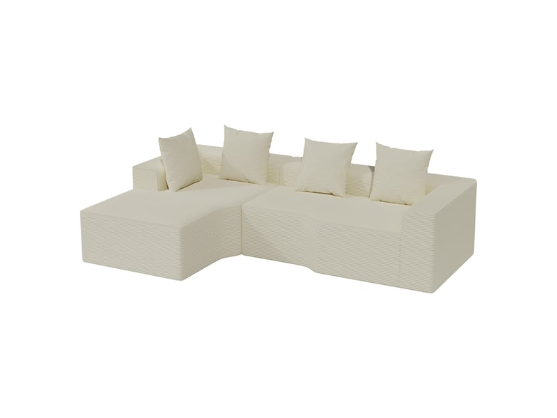  Canapé d'angle gauche modulaire 3 places compressé en velours côtelé,mousse haute densité,sans assemblage,canapé de salon,270x152x59cm,beige 270x152x59CM - Conforama A