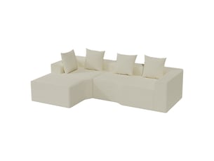 Canapé d'angle gauche modulaire 3 places compressé en velours côtelé,mousse haute densité,sans assemblage,canapé de salon,270x152x59cm,beige