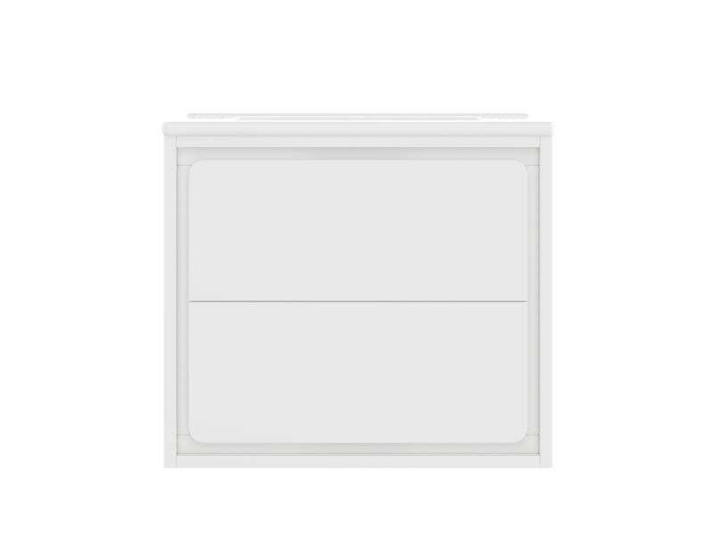 Meuble vasque mural salle de bain blanc 60 cm avec lavabo intégré, led radar et 2 tiroirs silencieux - Conforama A