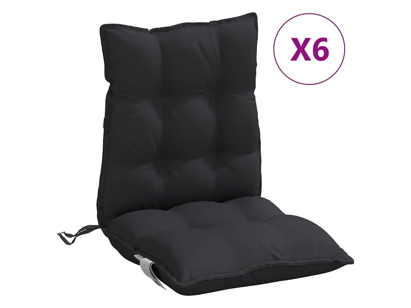 Lot de 6 coussins d'extérieur, coussins de chaise noir 100 x 50 x 7 cm cf56437 - Conforama A