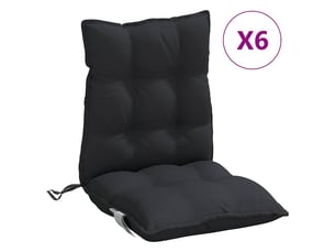 Lot de 6 coussins d'extérieur, coussins de chaise noir 100 x 50 x 7 cm cf56437