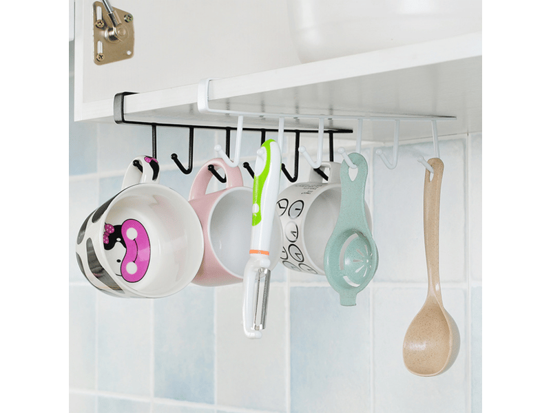  Porte-gobelets avec crochets pour tasses à installer sous les placards de cuisine, sous les étagères, organisateur de rangement  - Conforama B