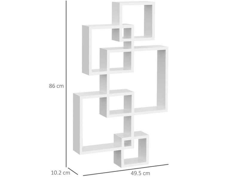  Rangement mural 49,5x10,2x86 cm 5 cubes et 9 compartiments bois blanc  - Conforama C