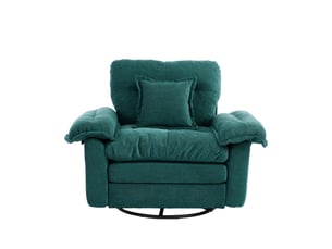 Fauteuil 116x84x96 cm, pivotant 360°, assise confort, coussin de soutien, pour salon, chambre, bureau, chenille vert