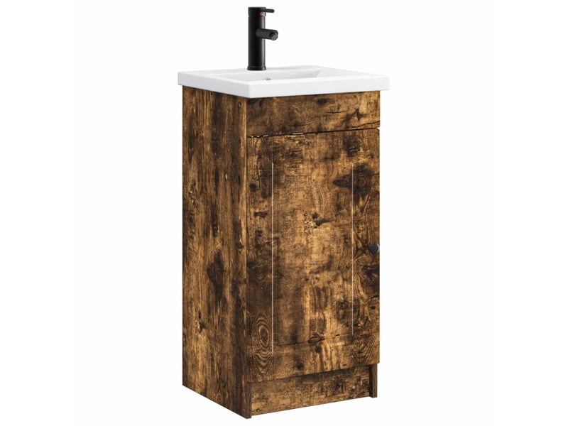  Meuble de salle de bain avec évier chêne fumé 42x40x84.5 cm shl2328  - Conforama A