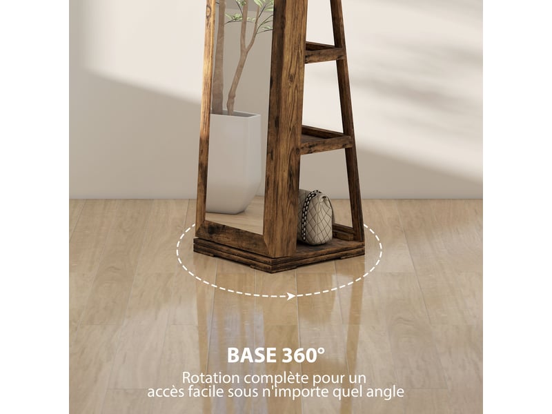  Armoire à bijoux pivotante verrouillable boîte à bijoux avec miroir - armoire bijoux multi-rangement - brun rustique  - Conforama R