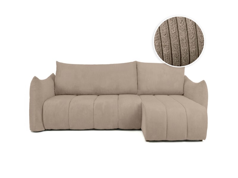  Canapé d'angle lysia mini réversible et convertible en velours côtelé - taupe LYSIA - Conforama A