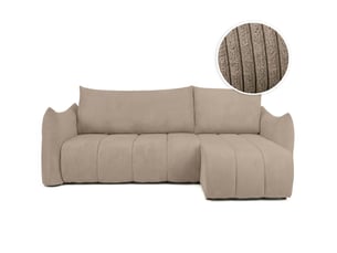 Canapé d'angle réversible convertible LOUNGITUDE LYSIA 3 places Velours côtelé Taupe
