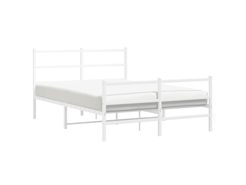  Lit double- lit adulte -  cadre de lit métal sans matelas et pied de lit blanc 135x190 cm  - Conforama C