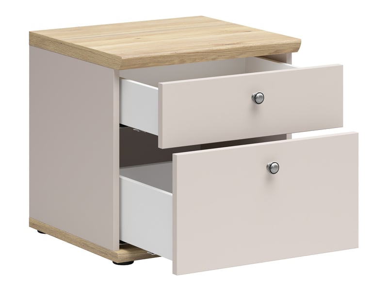  Table de chevet table de nuit 2 tiroirs coloris cachemire chêne mauvella - longueur 48 x profondeur 43 x hauteur 47 cm  - Conforama C