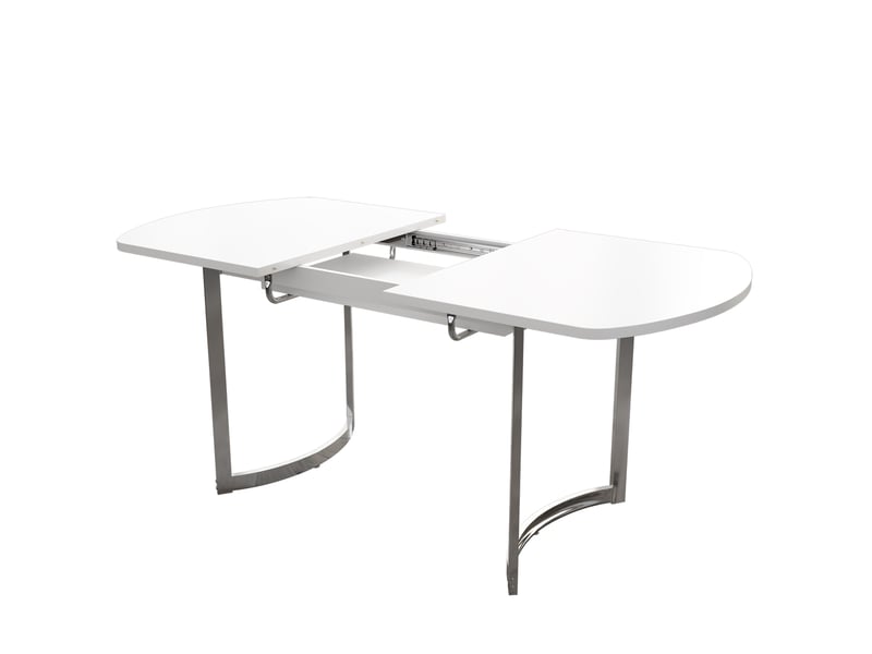  Table à manger extensible rectangulaire en mdf avec pieds en métal plaqué argent,140180x80cm,blanc table blanc - Conforama A