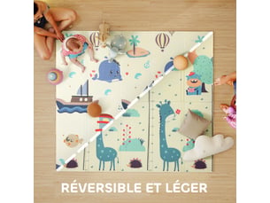 Tapis de jeu pour enfant bebe, tapis d'éveil bébé pliable épais réversible en mousse, multicolore, 196 x 176 x 1,5 cm