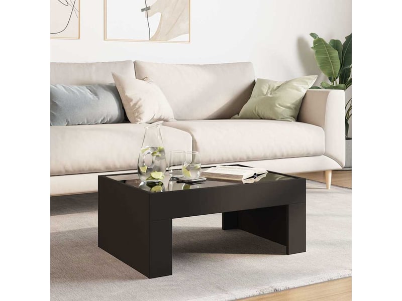  Table basse - table de salon - table à thé avec led infini noir 70x50x30 cm  - Conforama D