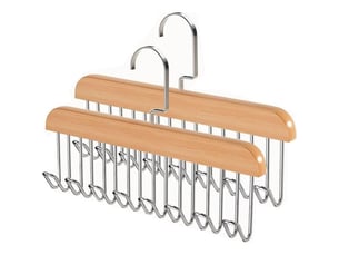 Lot de 2 porte-ceintures, en bois, avec 8 crochets, rotatifs à 360 °, gain de place, pour écharpes, cravates, ceintures (couleur bois)