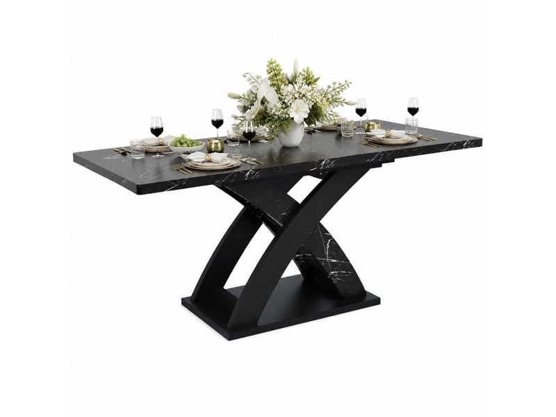 Table à manger extensible 120 à 160 cm, jusqu’à 6 personnes, mdf et métal, noire - Conforama A