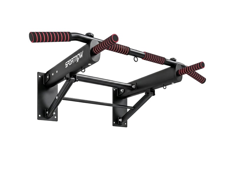  Barre de traction murale pliable en acier noir, prises antidérapantes, charge maximale 120 kg, pour home gym  - Conforama A