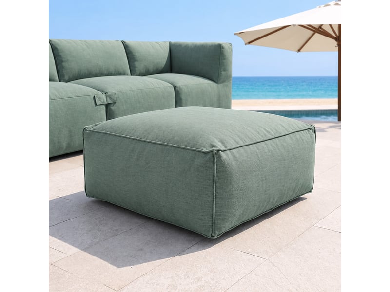  Pouf d’extérieur vert tissu déperlant – 85x85x30 cm praiano  - Conforama B