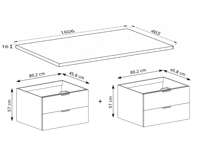 Meuble sous vasque suspendu avec plan 4t novo l.160 cm cachemire mat - Conforama C