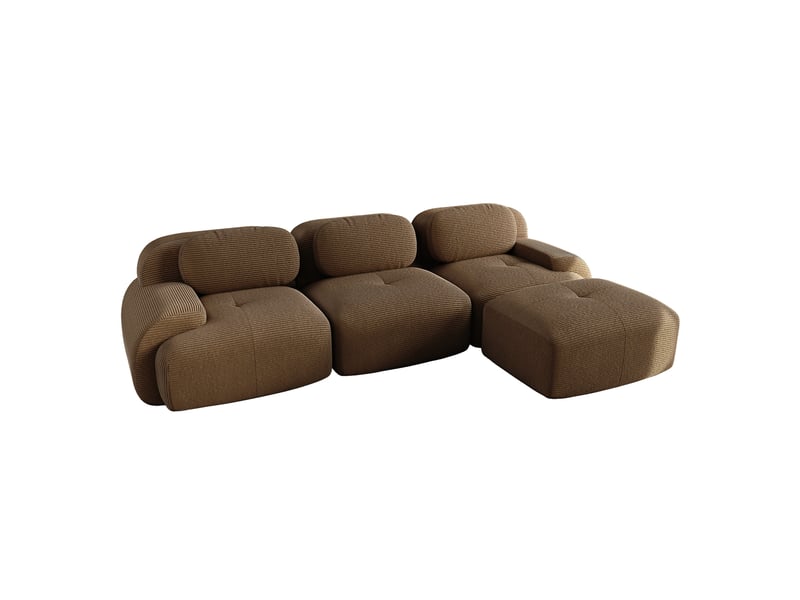 Canapé d'angle, canapé modulable, en velours tricoté, marron, sans montage, sans structure, chambre, pour salon - Conforama E