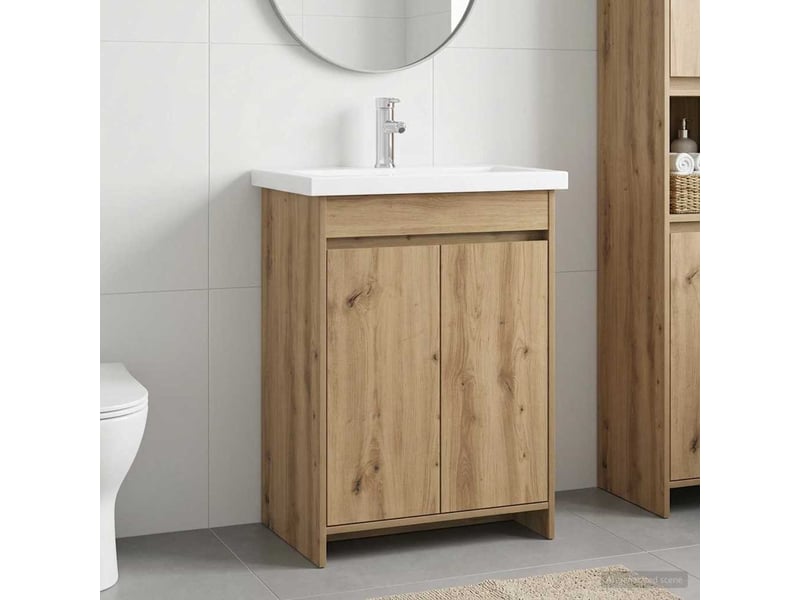  Ensemble de mobilier de salle de bain chêne artisanal shl891  - Conforama B