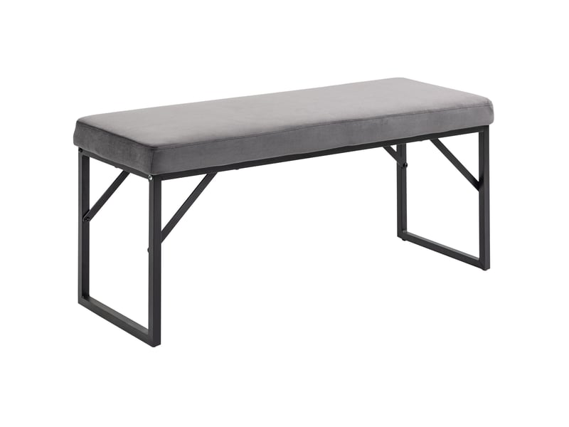  Banc rembourré modenvie en polyester aspect velours gris foncé 100 x 35 x 47 cm  - Conforama A