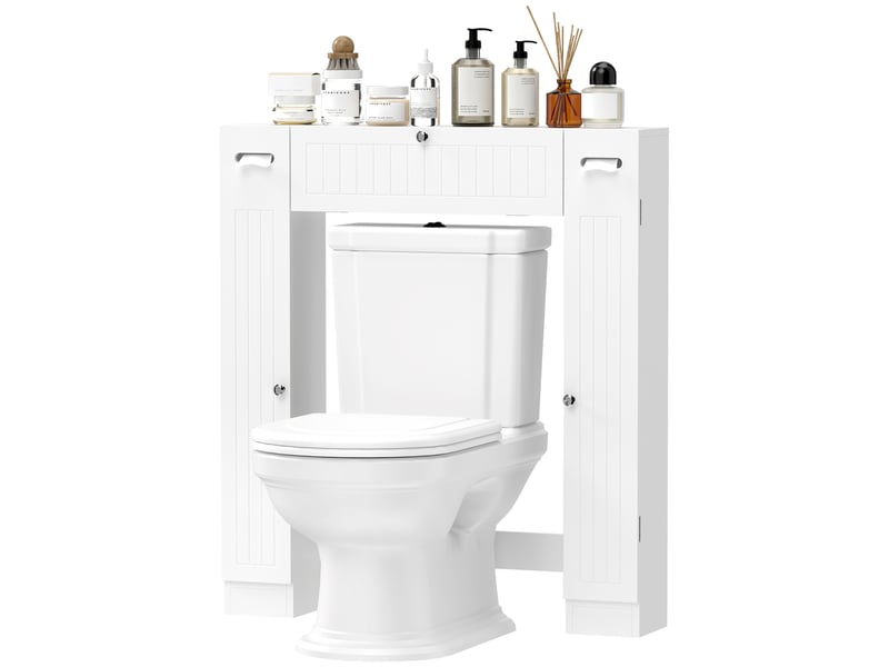  Meuble au-dessus des toilettes en mdf blanc, rangements réglables, 88 x 18 x 98 cm  - Conforama B