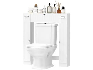 Meuble au-dessus des toilettes en mdf blanc, rangements réglables, 88 x 18 x 98 cm