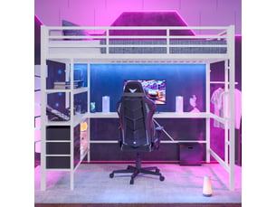 Lit mezzanine 140x200 cm <strong>ZOVIRA</strong>  <strong></strong> coloris blanc