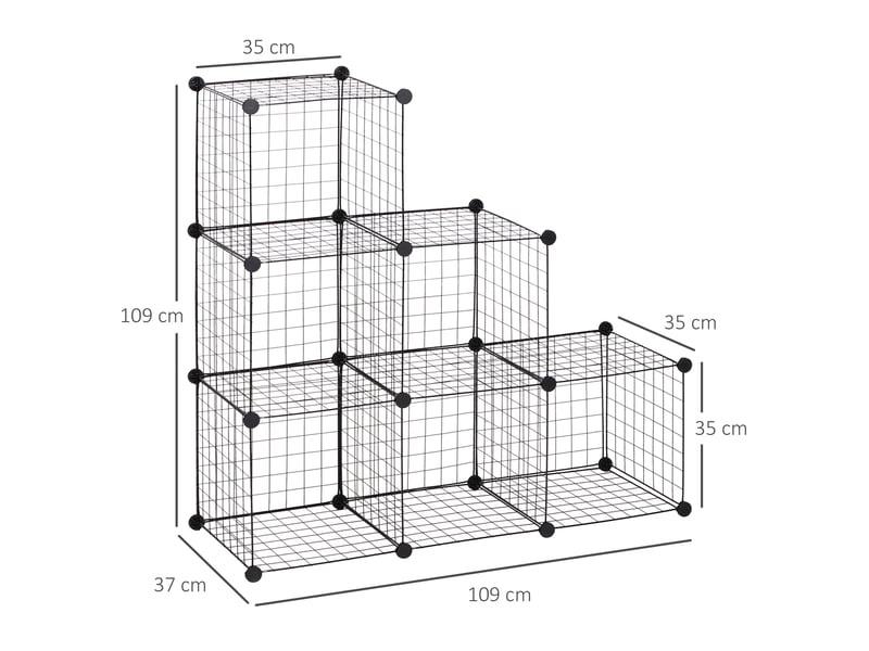  Étagère cubique en métal, meuble de rangement modulable pour vêtements, livres, jouets, flexible, 109 cm (l) x 37 cm (l) x 109 cm (h), noir  - Conforama E