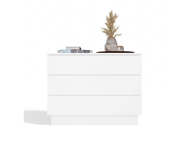  Amber 3s - commode 3 tiroirs - 85x66x40 cm - pour chambre et salon - blanc  - Conforama D