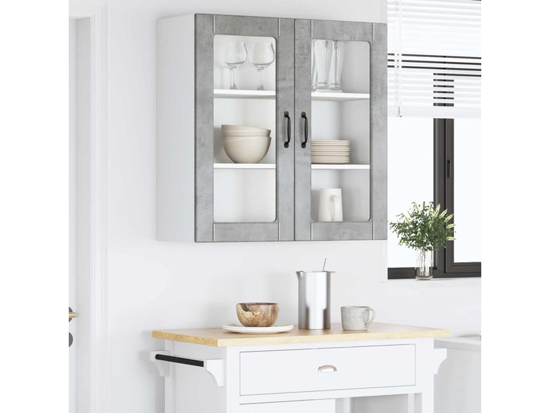  Meuble mural de cuisine, cabinet en verre mural gris béton 80x31x80cm shl1811  - Conforama D