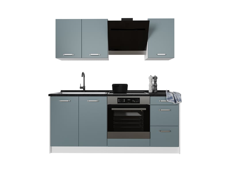  Vicco cuisine, bleu-grisblanc, 180cm sans pt  - Conforama E