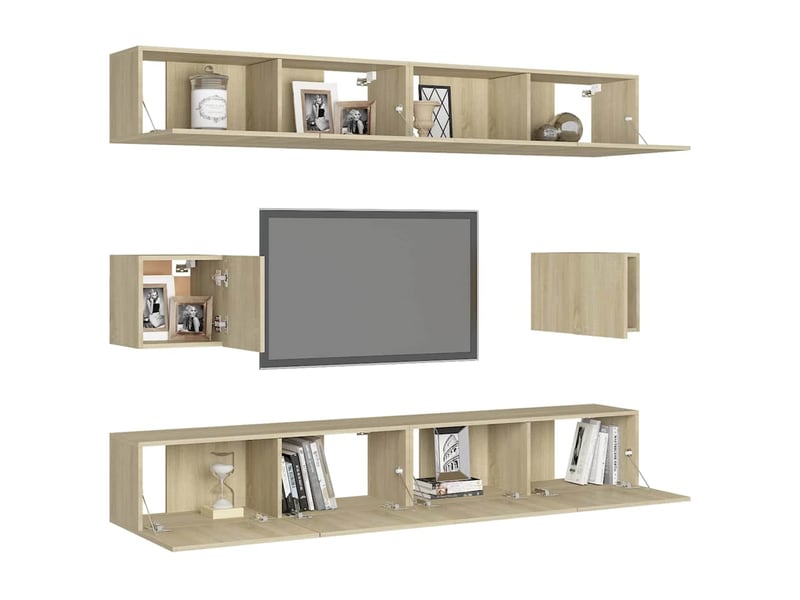  Ensemble de meubles tv 6 pcs chêne sonoma bois d'ingénierie shl35043  - Conforama C
