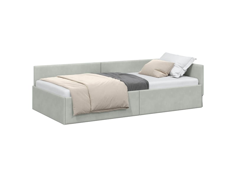  Lit adulte, lit simple, cadre de lit d'angle gris clair 100cmx200cm velours cf7048  - Conforama A