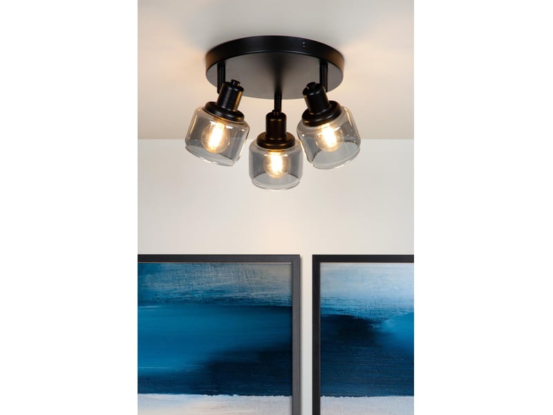Spot plafond 3xe14 noir mat fumé - lucide - bjorn  - Conforama E