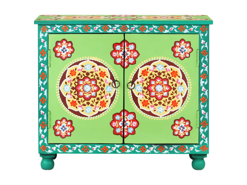  Buffet - bahut - meuble de rangement peint à la main multicolore 70x35x60 cm bois de manguier  - Conforama A